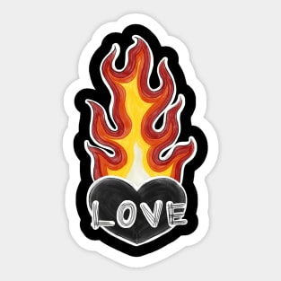 Burning LOVE Heart Sticker